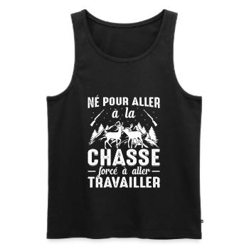Né Pour Aller À La Chasse Chasser Cadeau Nature - Débardeur bio Premium Homme - noir - Devant - Michal (187cm)