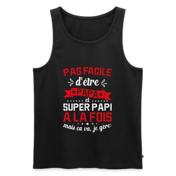 Papa Et Super Papy Fête Des Pères Cadeau De Noël - Débardeur bio Premium Homme - noir - Devant - Michal (187cm)