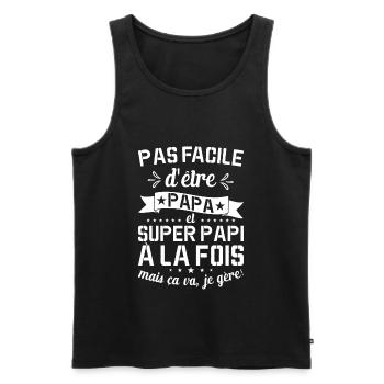 Papa Et Super Papy Fête Des Pères Cadeau De Noël - Débardeur bio Premium Homme - noir - Devant - Michal (187cm)