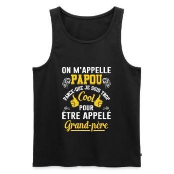 On M'appelle Papou Fête Des Pères Anniversaire Dad - Débardeur bio Premium Homme - noir - Devant - Michal (187cm)
