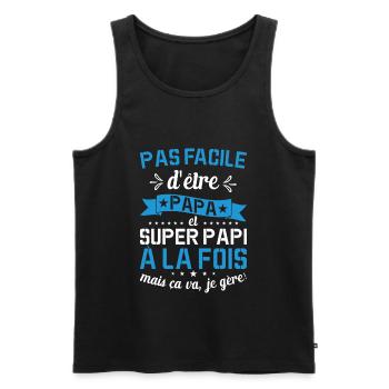 Papa Et Super Papy Fête Des Pères Cadeau De Noël - Débardeur bio Premium Homme - noir - Devant - Michal (187cm)