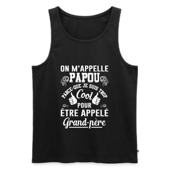 On M'appelle Papou Fête Des Pères Anniversaire Dad - Débardeur bio Premium Homme - noir - Devant - Michal (187cm)