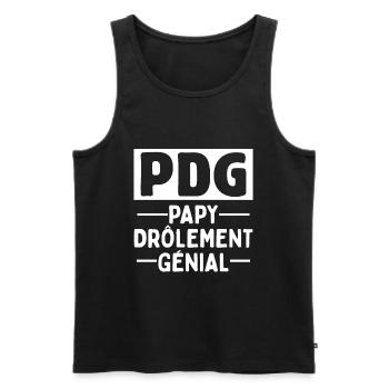 Papy Drôlement Génial Anniversaire Cadeau Citation - Débardeur bio Premium Homme - noir - Devant - Michal (187cm)