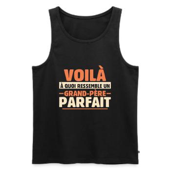 Grand-père Parfait Cadeau Fête Des Pères Papy Papi - Débardeur bio Premium Homme - noir - Devant - AI Model Male 178 light (178cm)