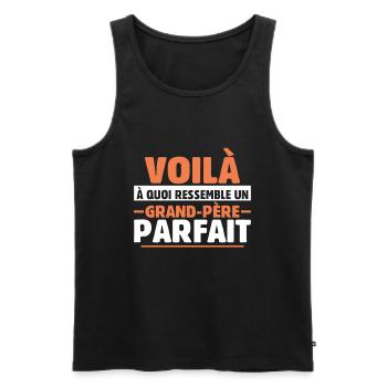 Grand-père Parfait Cadeau Fête Des Pères Papy Papi - Débardeur bio Premium Homme - noir - Devant - AI Model Male 178 light (178cm)