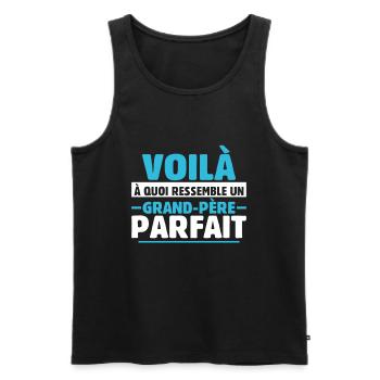 Grand-père Parfait Cadeau Fête Des Pères Papy Papi - Débardeur bio Premium Homme - noir - Devant - AI Model Male 178 light (178cm)