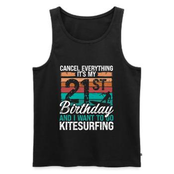 21 Birthday Kiteboarding Kitesurfer 21 Year Old - Männer Premium Bio Tank Top - Schwarz - Vorne - Michal (187cm)