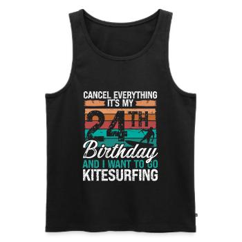24 Birthday Kiteboarding Kitesurfer 24 Year Old - Männer Premium Bio Tank Top - Schwarz - Vorne - AI Model Male 178 light (178cm)
