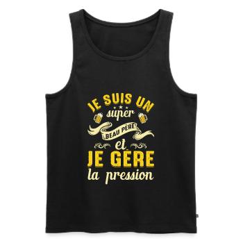 Super Beau-père Papa Idée Cadeau Fête Des Pères - Débardeur bio Premium Homme - noir - Devant - Michal (187cm)