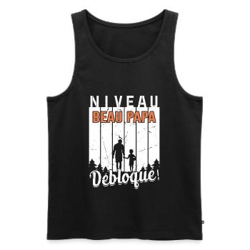 Niveau Beau-papa Débloqué Fête Des Pères Papa Dad - Débardeur bio Premium Homme - noir - Devant - Michal (187cm)