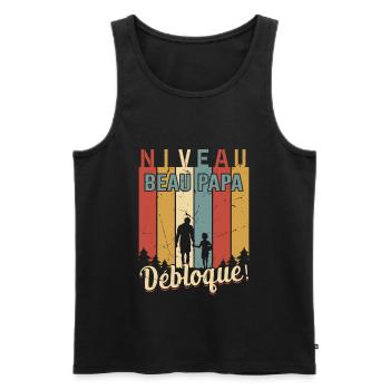 Niveau Beau-papa Débloqué Fête Des Pères Papa Dad - Débardeur bio Premium Homme - noir - Devant - Michal (187cm)
