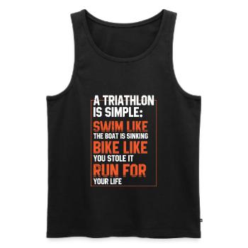 Triathlon Course Natation Cyclisme Athelete - Débardeur bio Premium Homme - noir - Devant - AI Model Male 178 light (178cm)
