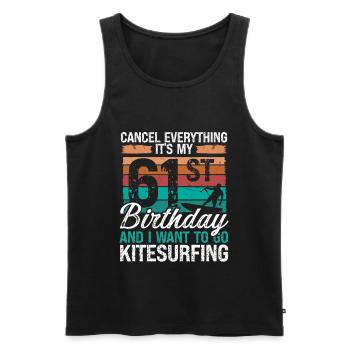 61 Birthday Kiteboarding Kitesurfer 61 Year Old - Männer Premium Bio Tank Top - Schwarz - Vorne - Michal (187cm)