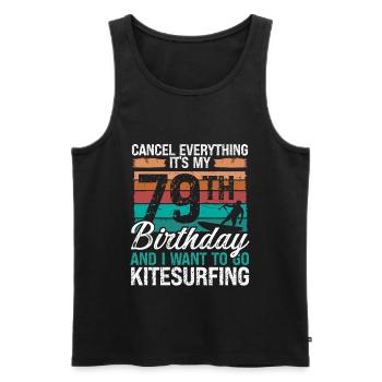 79 Birthday Kiteboarding Kitesurfer 79 Year Old - Männer Premium Bio Tank Top - Schwarz - Vorne - AI Model Male 178 light (178cm)
