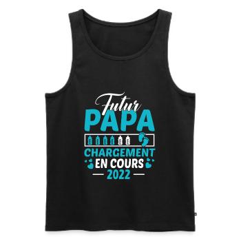 Futur Papa 2022 Idée Cadeau Annonce Grossesse - Débardeur bio Premium Homme - noir - Devant - AI Model Male 178 light (178cm)