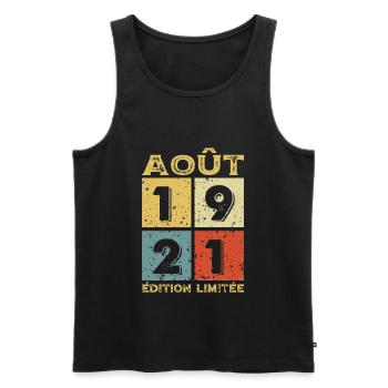 Août 1921 Original Idée Cadeau Anniversaire - Débardeur bio Premium Homme - noir - Devant - Michal (187cm)