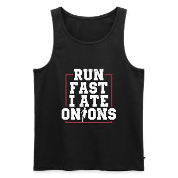 Running fast I ate onions - Men's Premium Organic Tank Top - black - Front - AI Model Male 178 light (178cm)