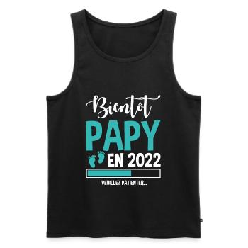 Bientôt Papy En 2022 Idée Cadeau Annonce Grossesse - Débardeur bio Premium Homme - noir - Devant - AI Model Male 178 light (178cm)