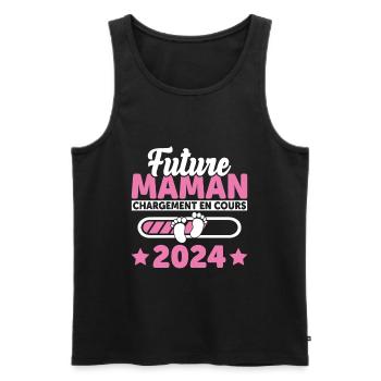 Future Maman 2024 Enceinte Idée Cadeau Amour Coeur - Débardeur bio Premium Homme - noir - Devant - Michal (187cm)