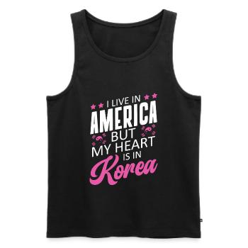 I live in America, but my heart is in Korea - Men's Premium Organic Tank Top - black - Front - Michal (187cm)