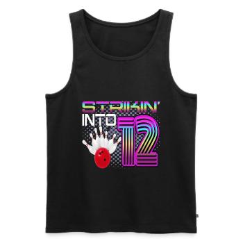 Striking Into 12 Bowling Bowler 12. Geburtstag - Männer Premium Bio Tank Top - Schwarz - Vorne - AI Model Male 178 light (178cm)