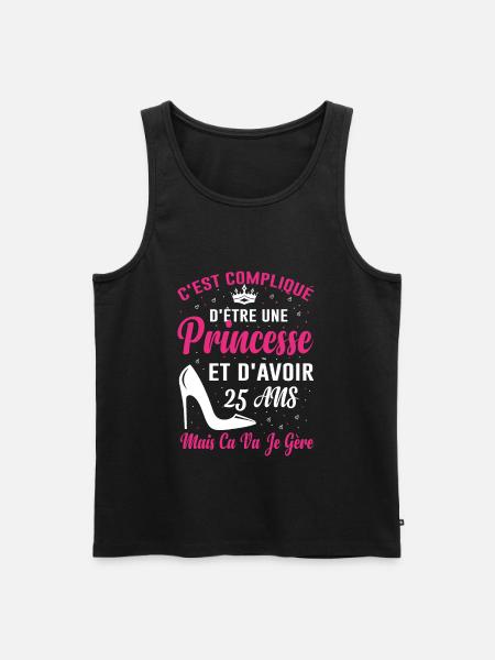 Princesse 25 Ans Anniversaire Idée Cadeau Vintage - Débardeur bio Premium Homme - noir