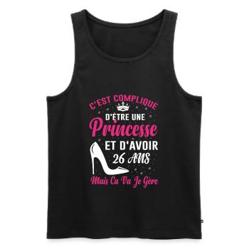Princesse 26 Ans Anniversaire Idée Cadeau Pink Âge - Débardeur bio Premium Homme - noir - Devant - Michal (187cm)