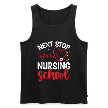 Funny Nursing Student Next Stop Nursing School - Men's Premium Organic Tank Top - black - Front - AI Model Male 178 light (178cm)