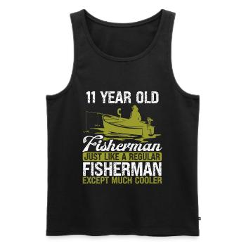 11 Year Old Fisherman Fishing Rod 11 Angler - Männer Premium Bio Tank Top - Schwarz - Vorne - Michal (187cm)