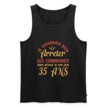 Je N'ai Que 35 Ans Anniversaire Cadeau Vintage Âge - Débardeur bio Premium Homme - noir - Devant - Michal (187cm)