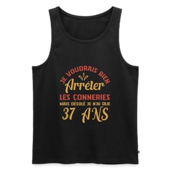 Je N'ai Que 37 Ans Anniversaire Cadeau Vintage Âge - Débardeur bio Premium Homme - noir - Devant - Michal (187cm)