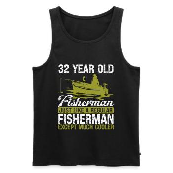 32 Year Old Fisherman Fishing Rod 32 Anglers - Men's Premium Organic Tank Top - black - Front - AI Model Male 178 light (178cm)