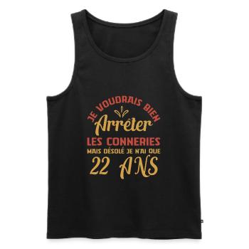 Je N'ai Que 22 Ans Anniversaire Cadeau Vintage Âge - Débardeur bio Premium Homme - noir - Devant - Michal (187cm)