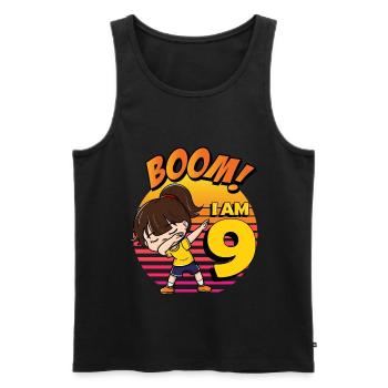 Boom I'm 9 | Birthday Girl | 9th Birthday Party - Männer Premium Bio Tank Top - Schwarz - Vorne - Michal (187cm)