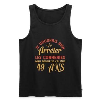 Je N'ai Que 49 Ans Anniversaire Cadeau Vintage Âge - Débardeur bio Premium Homme - noir - Devant - Michal (187cm)