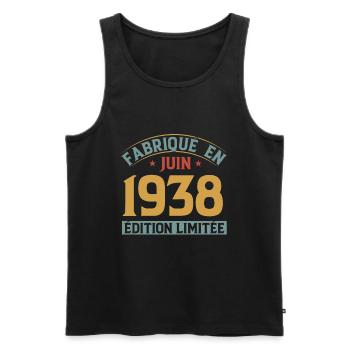 Fabriqué En Juin 1938 Anniversaire Cadeau Vintage - Débardeur bio Premium Homme - noir - Devant - Michal (187cm)