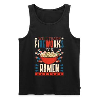 Échangez des feux d’artifice contre des ramen | amateurs de ramen | - Débardeur bio Premium Homme - noir - Devant - Michal (187cm)