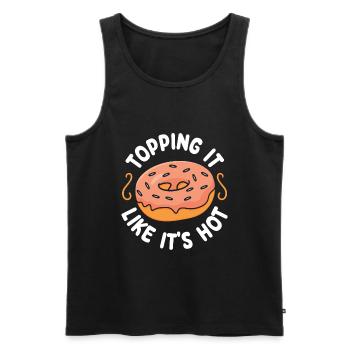 Le garnir comme s’il faisait chaud | Donut Lover Tshirt | - Débardeur bio Premium Homme - noir - Devant - AI Model Male 178 light (178cm)