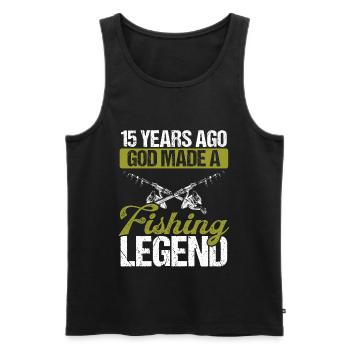 15 Year Old Fishing Legend Rod 15 Fisherman - Men's Premium Organic Tank Top - black - Front - AI Model Male 178 light (178cm)