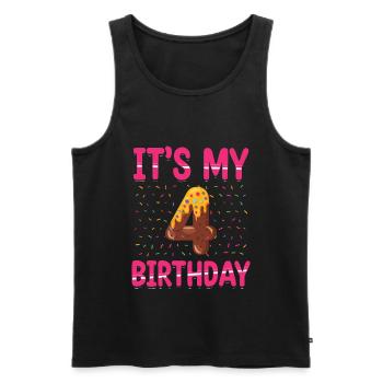 It's My 4th Birthday | Sprinkles Thematic - Men's Premium Organic Tank Top - black - Front - AI Model Male 178 light (178cm)
