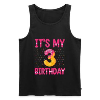 C’est mon 3e anniversaire | | du thème Sprinkles - Débardeur bio Premium Homme - noir - Devant - Michal (187cm)