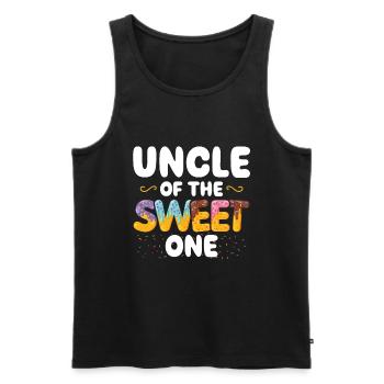Oncle The Sweet One | Anniversaire familial correspondant - Débardeur bio Premium Homme - noir - Devant - Michal (187cm)