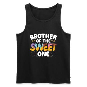 Brother Of sweet one a | Matching Family - Men's Premium Organic Tank Top - black - Front - Michal (187cm)