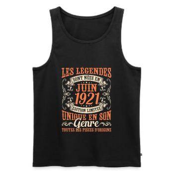 Juin 1921 Anniversaire Idée Cadeau Vintage Légende - Débardeur bio Premium Homme - noir - Devant - Michal (187cm)