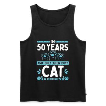 50 Year Old Birthday Cat Dad Cat 50 Birthday - Men's Premium Organic Tank Top - black - Front - AI Model Male 178 light (178cm)