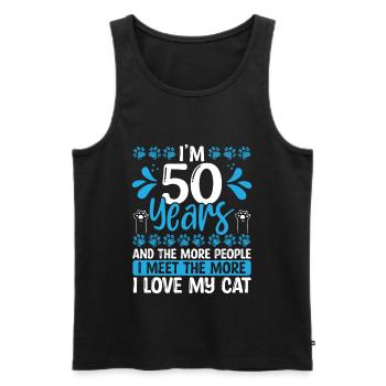 50 Year Old Cat Dad Cat 50th Birthday Kitten Lover - Men's Premium Organic Tank Top - black - Front - AI Model Male 178 light (178cm)