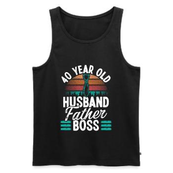 40 Year Old Husband Father Boss 40 Birthday Dad - Männer Premium Bio Tank Top - Schwarz - Vorne - Michal (187cm)