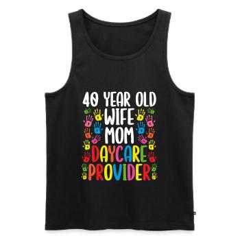 40 ans Femme Maman Fournisseur de garderie 40 Anniversaire - Débardeur bio Premium Homme - noir - Devant - Michal (187cm)