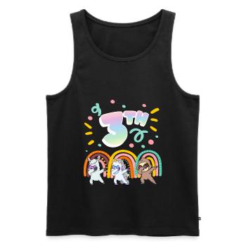 3rd Birthday Dabbing Llama Einhorn Faultier | 3rd - Männer Premium Bio Tank Top - Schwarz - Vorne - Michal (187cm)