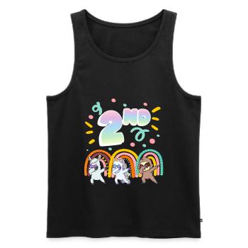 2nd Birthday Dabbing Llama Unicorn Sloth | 2nd - Men's Premium Organic Tank Top - black - Front - Michal (187cm)